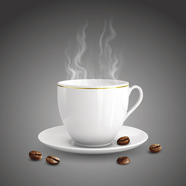 のコーヒー - steam coffee cup black coffee non alcoholic beverage点のイラスト素材／クリップアート素材／マンガ素材／アイコン素材