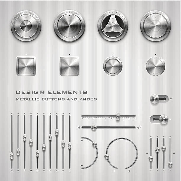 버튼 및 노브 - interface icons volume volume knob stainless steel stock illustrations