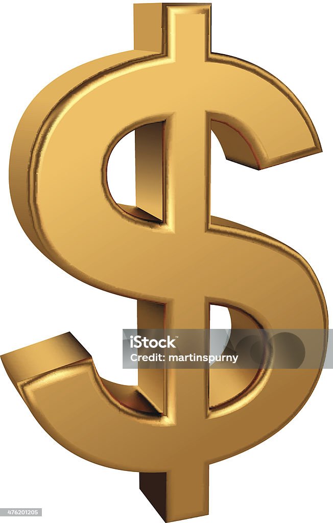 Golden dollar sign CMYK vector illustration -  created with gradient mesh Currency Symbol stock vector