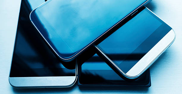 istock Four new mobile phones with big and large sceens 476202024