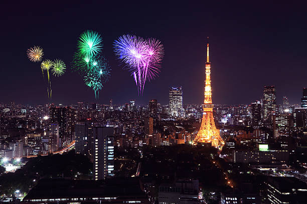 istock Fireworks celebrating over Tokyo cityscape at night 476202150