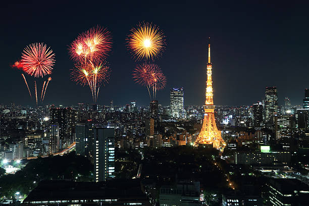 istock Fireworks celebrating over Tokyo cityscape at night 476202212