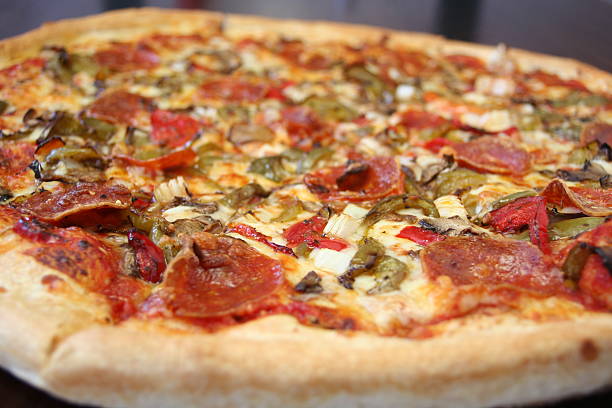 pepperoni, onions, green peppers and red peppers