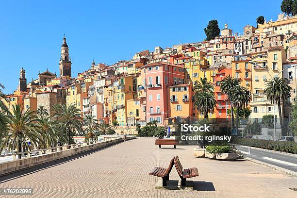 Promenade And Town Of Menton In France Stock Photo - Download Image Now - Menton, Alpes-Maritimes, Architecture