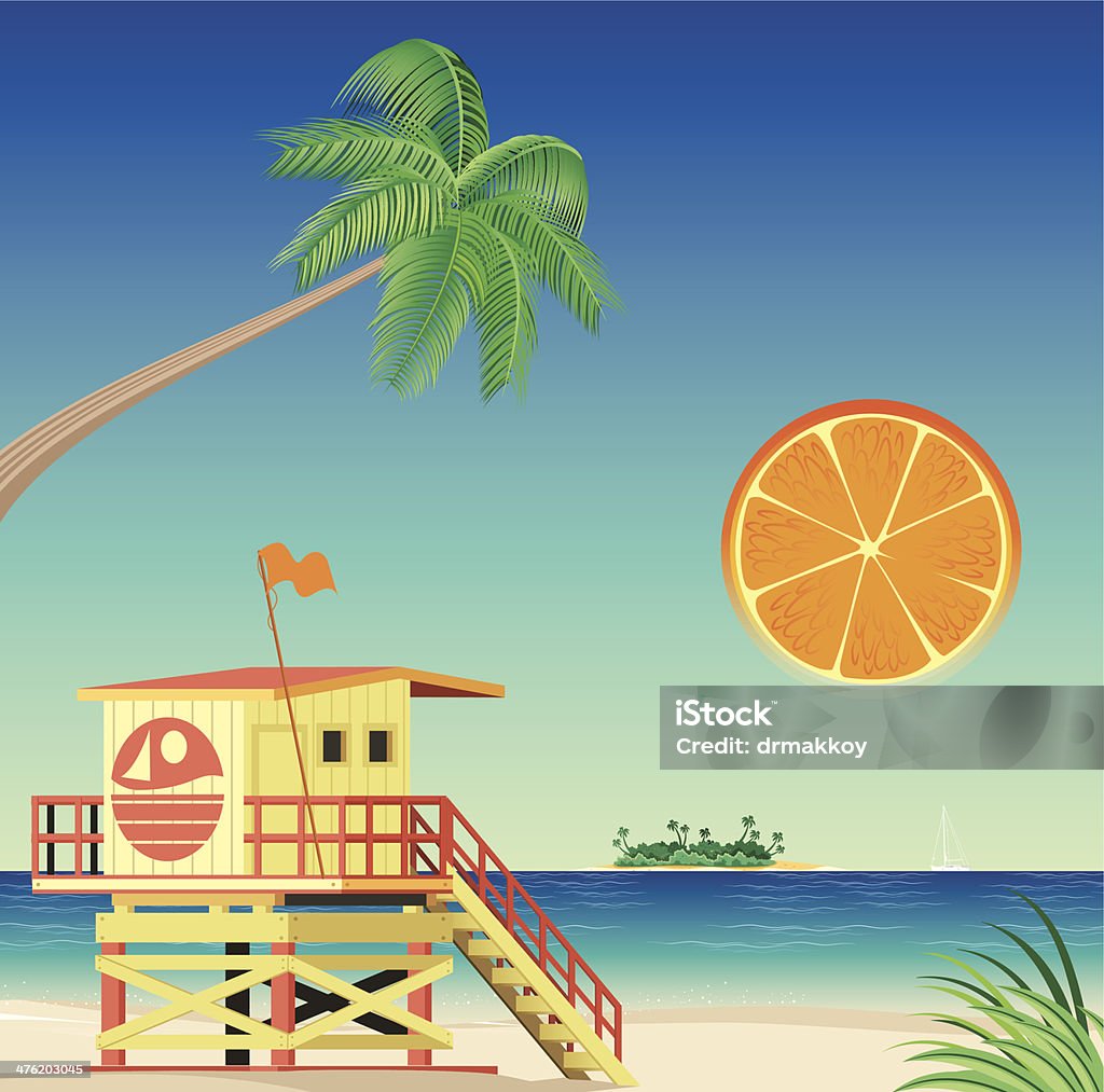 Miami Beach Vector Miami Beach Lifeguard Hut stock vector