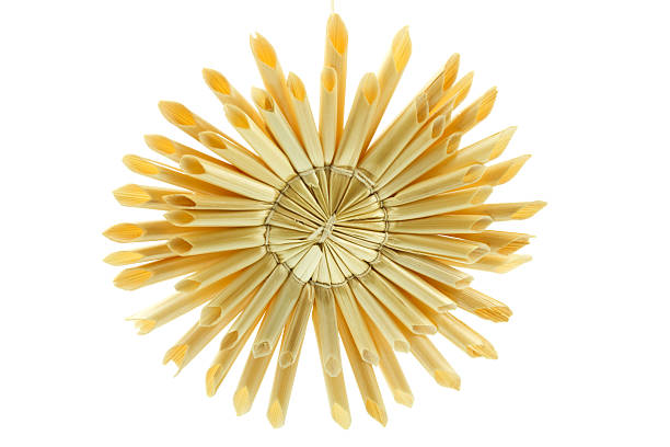 istock Straw star for a christmas tree on white background 476203425