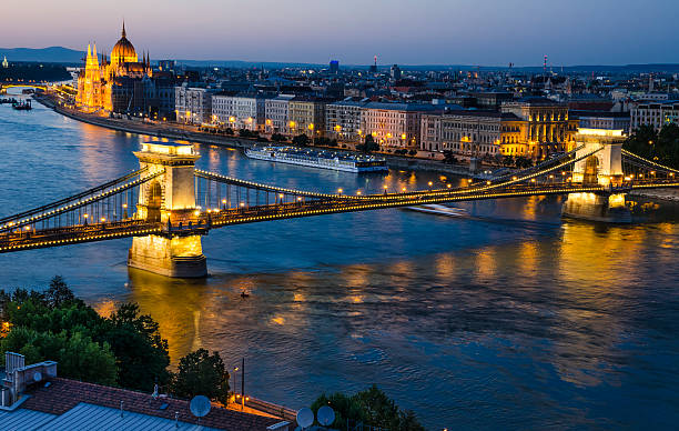 istock Szechenyi Chain or Lanchid bridge in night, Budapest 476204183