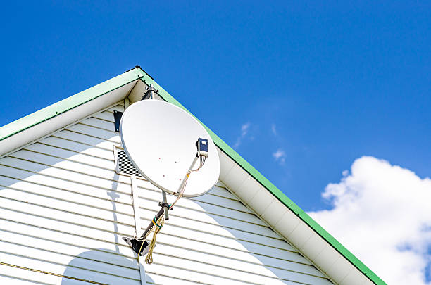 istock satellite plate on the house 476205120