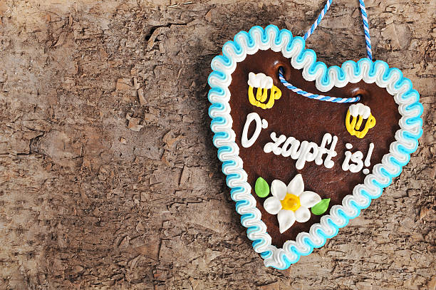 Munich, Germany - September 26, 2021: Oktoberfest gingerbread heart for sale at a stand set up on the Theresienwiese.