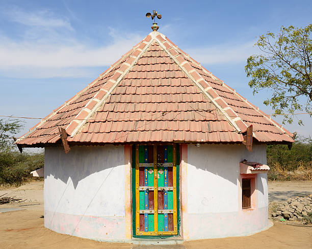 Traditionally decorated hut in India stock photo