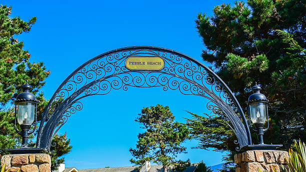 Entrance, Pebble Beach Golf Links stock photo