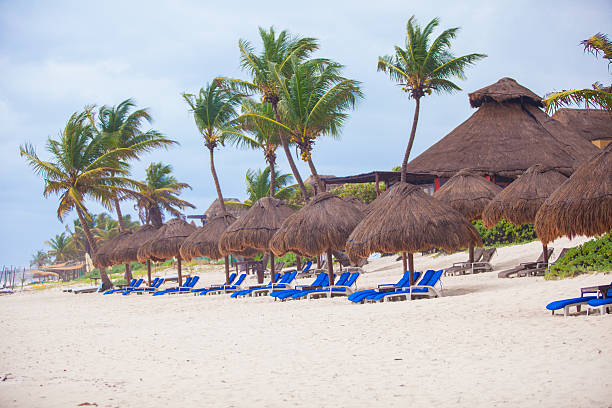 istock long row of blue deck chairs with umbrellas on plage 476213039