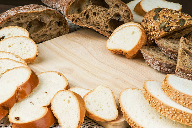 istock Wood cutting board among handmade bread 476213484