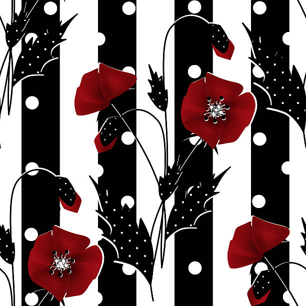 бесшовный цветочный узор с красными маками - red poppies audio stock illustrations
