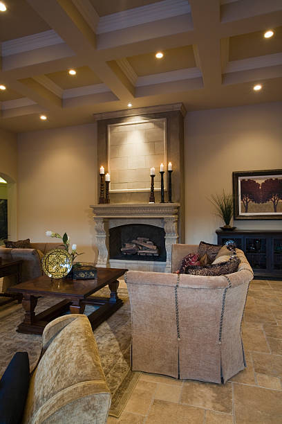 istock Fireplace And Armchair In Living Room 476217455
