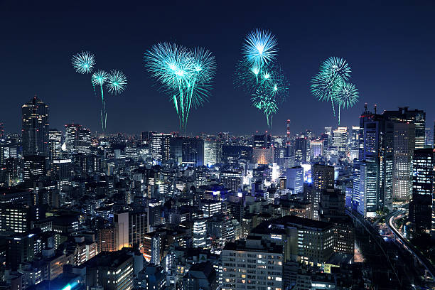 istock Fireworks celebrating over Tokyo cityscape at night 476219080
