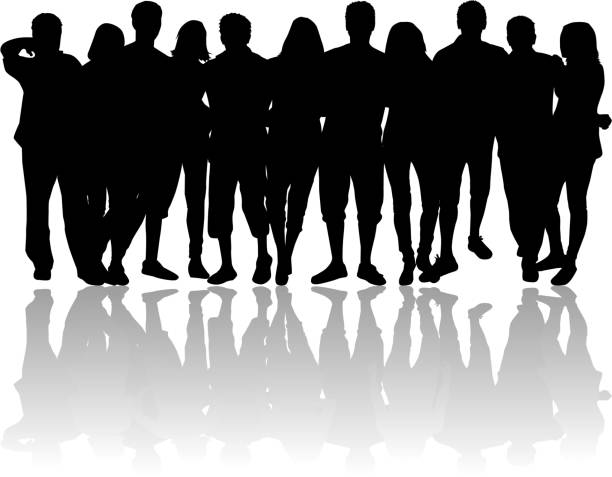 Group of friends Group of friends crowd of people silhouettes stock illustrations