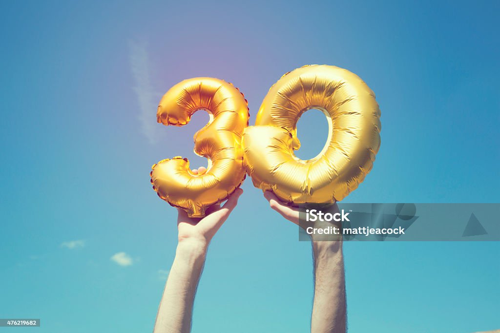 Gold Nummer 30 Ballon - Lizenzfrei 30-34 Jahre Stock-Foto