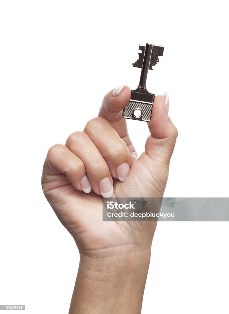 Mão segurando a chave de segurança o branco - Royalty-free Acessibilidade Foto de stock