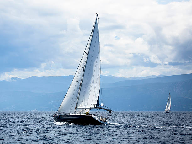 istock Sailing in the wind through the waves at Aegean Sea 476222370
