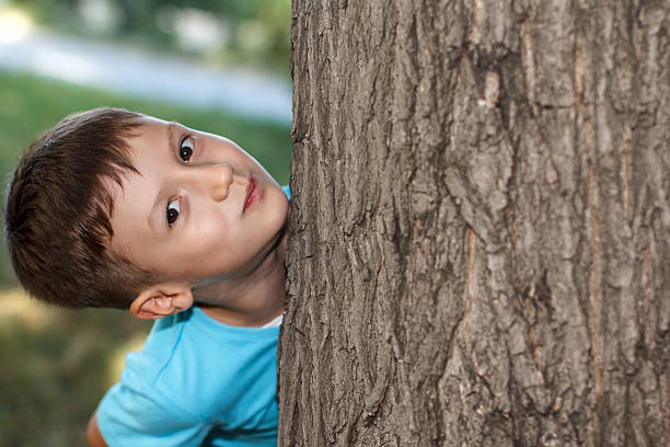 istock Little preschooler boy hide-and-seek 476225293