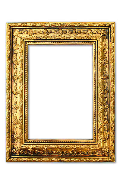 istock Old antique gold frame on the white background 476226261