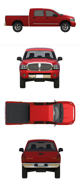 red pick up truck