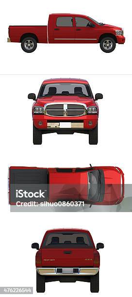 Red Pick Up Truck Stock Photo - Download Image Now - Pick-up Truck, Rear View, Cut Out