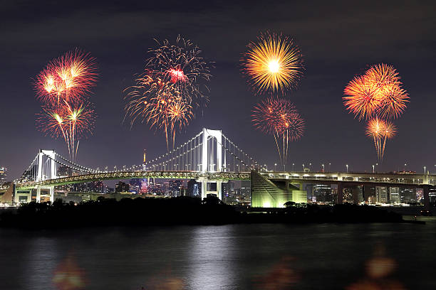 istock Fireworks celebrating over Tokyo Rainbow Bridge at Night, Japan 476227130