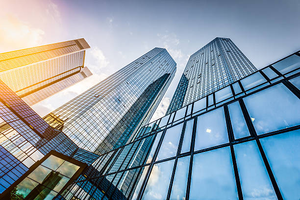 istock Modern skyscrapers in business district at sunset 476227648