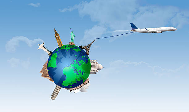 istock Concept of traveling by plane taking with important monuments 476227650