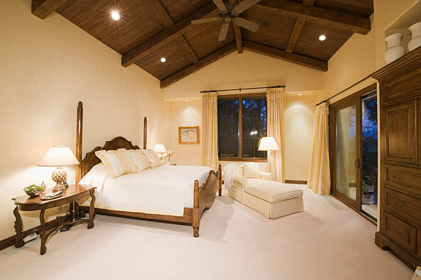 istock Bedroom With High Wooden Ceiling 476227885