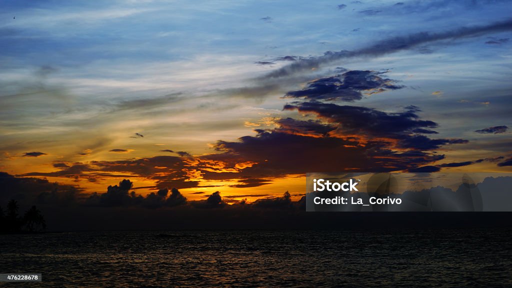 Sunset, El Portillo Beach, Samana, Dominican republic 2015 Stock Photo