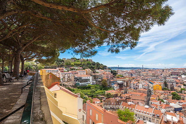 Miradouro da Graca viewpoint in Lisbon, Portugal stock photo