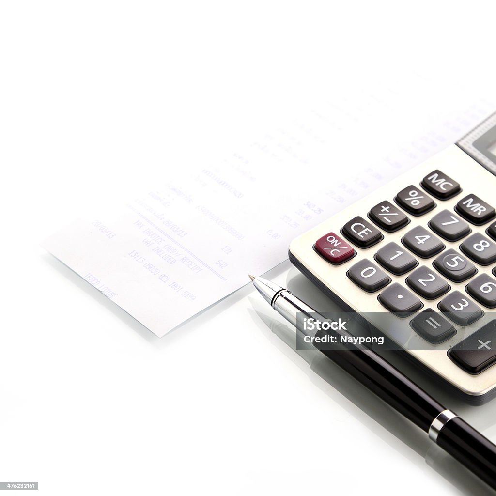 Calculator With pen and Shopping list Business Stock Photo