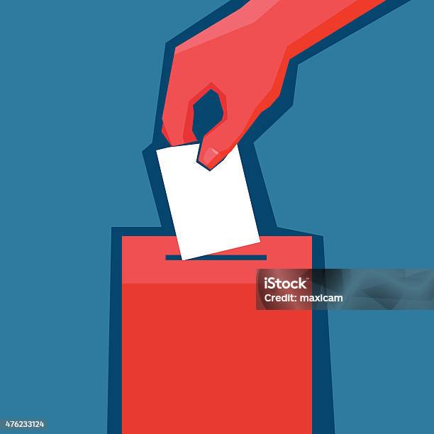 Mano Mette Votazione Nellurna Elettorale - Immagini vettoriali stock e altre immagini di Elezione - Elezione, Votazione, Scheda di votazione