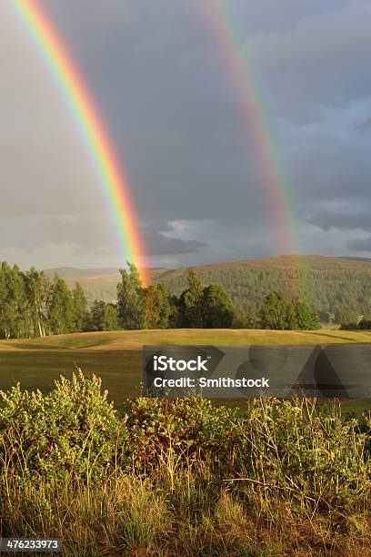 Arcobaleno Doppio Delle Colline - Fotografie stock e altre immagini di Albero - Albero, Arcobaleno, Bellezza naturale