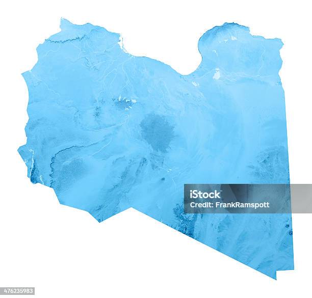 Líbia Topographic Mapa Isolado - Fotografias de stock e mais imagens de Líbia - Líbia, Deserto, Azul