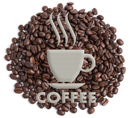 coffee shop sign, on Coffee bean background
