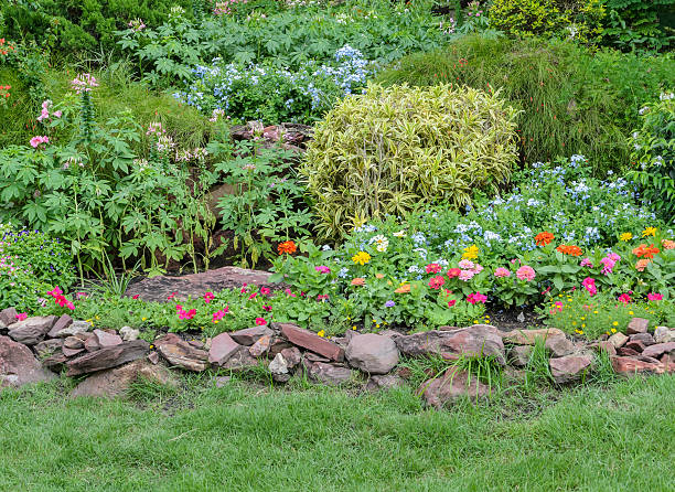 istock Colorful flowerbed on a lawn 476239588
