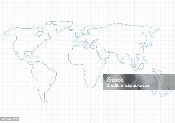 Carte Du Monde Vecteurs libres de droits et plus d'images vectorielles de Planisphère - Planisphère, Simplicité, Contour