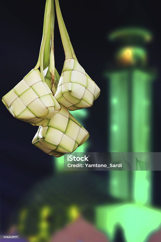 Ketupat Ketupat with mosque background, for greeting Philippines Stock Photo