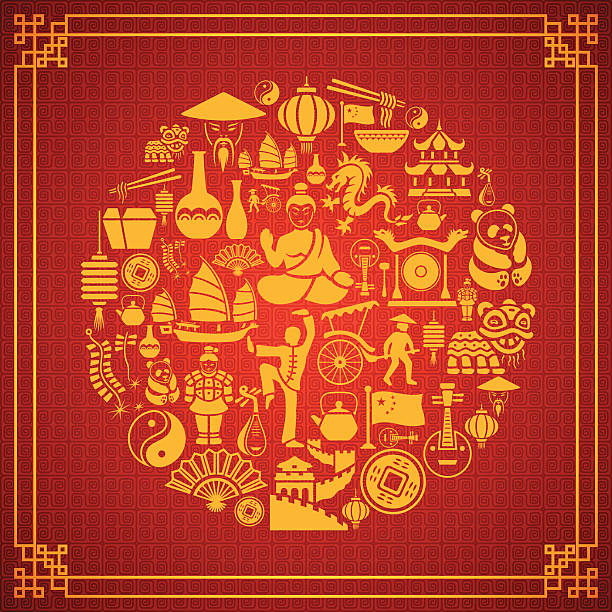 Chinese Collage High Resolution JPG,CS6 AI and Illustrator EPS 10 included. Each element is named,grouped and layered separately,without transparency. Very easy to edit. chinese panda stock illustrations