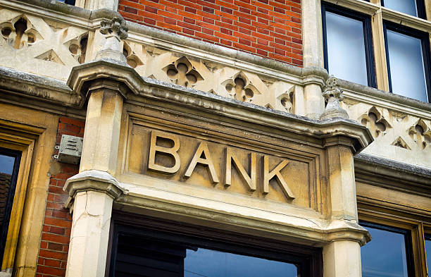 istock Bank sign above a door 476244266