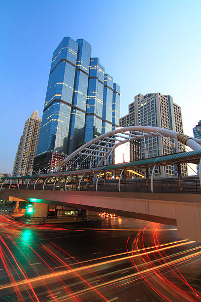 istock Beautiful bridge and Blur light of traffic car 476244740