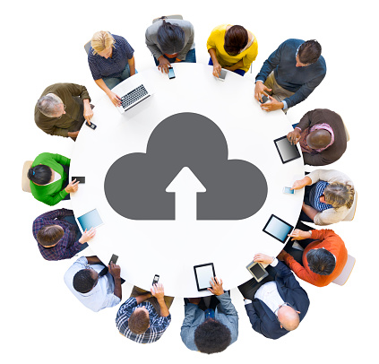 Multiethnic People Using Digital Devices with Cloud Symbol