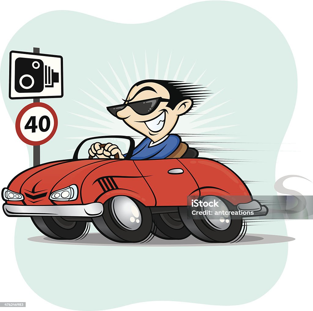 Accelerando autista di auto sportive decapottabili - arte vettoriale royalty-free di Limite di velocità