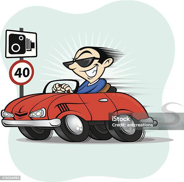 Accelerando Autista Di Auto Sportive Decapottabili - Immagini vettoriali stock e altre immagini di Limite di velocità - Limite di velocità, Proibizione, Velocità
