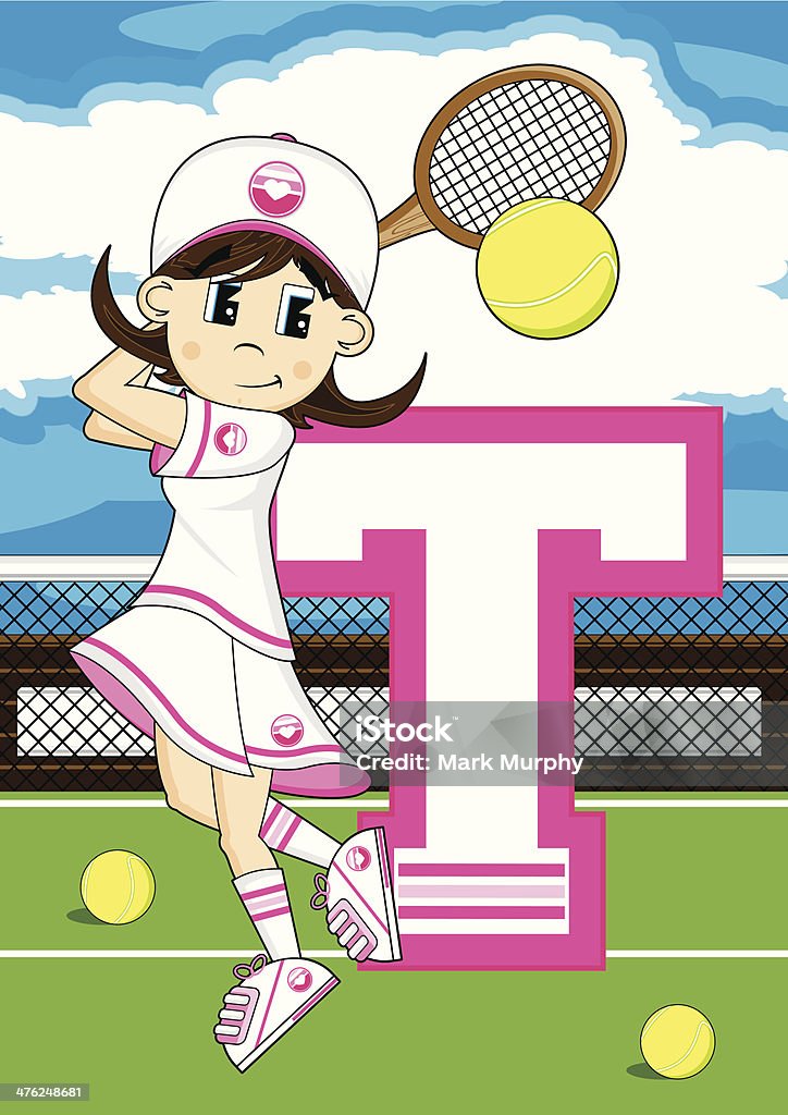 Tennis fille apprentissage Lettre T - clipart vectoriel de Adolescent libre de droits