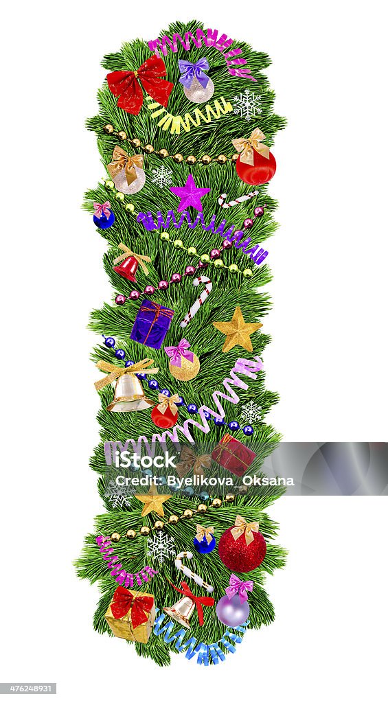 Letra I. decoración de árbol de navidad - Foto de stock de Abeto libre de derechos